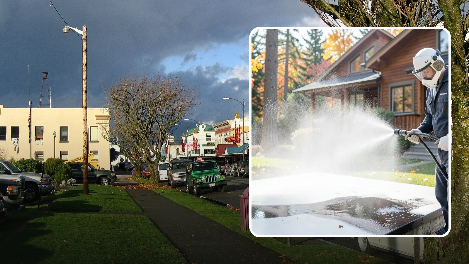 Hot Water Pressure Washing in Arlington, Snohomish County, WA - Hot water pressure washing uses heated water to cut through grease, oil, and stubborn grime that cold water cannot lift.