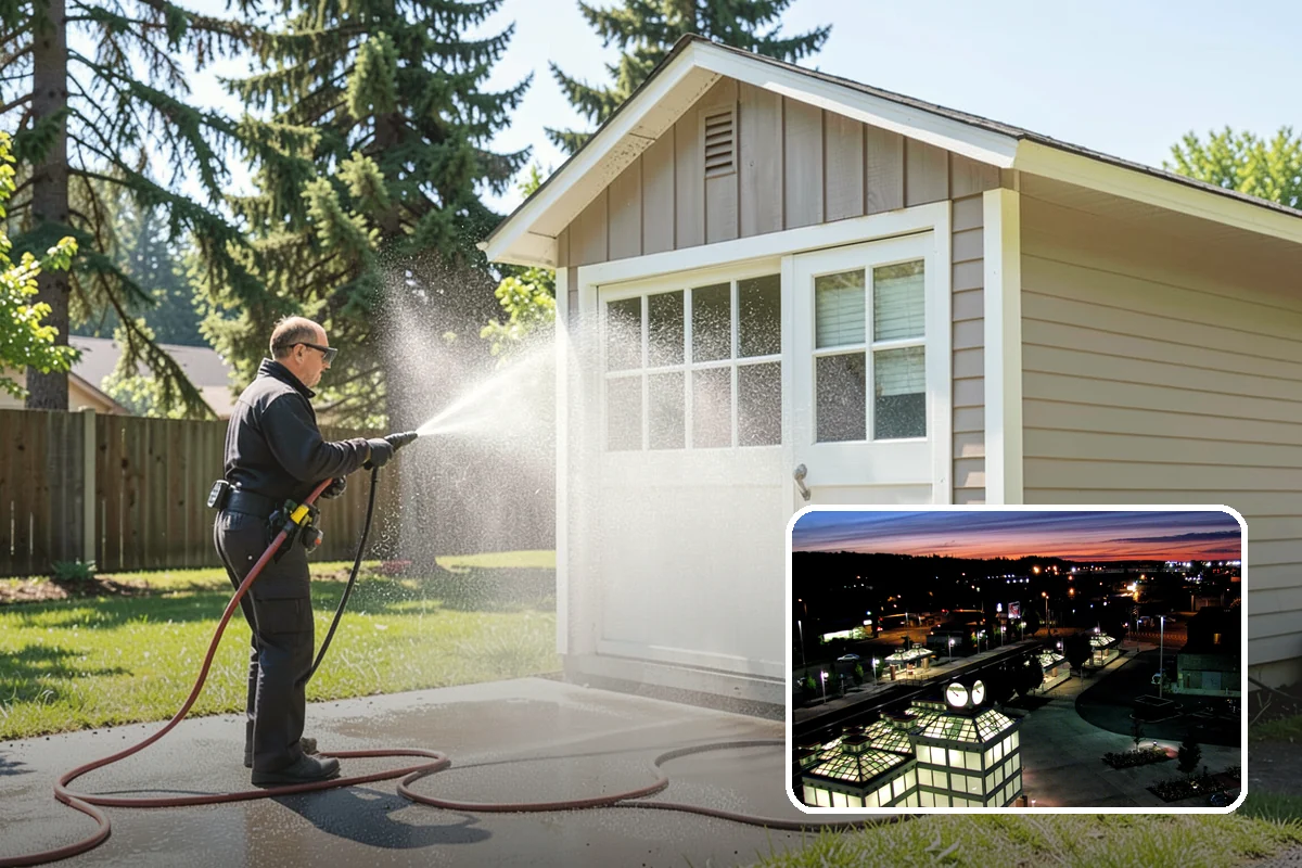 Hot Water Pressure Washing in Auburn, King County, WA - Cuts through grease and oil that cold water leaves behind