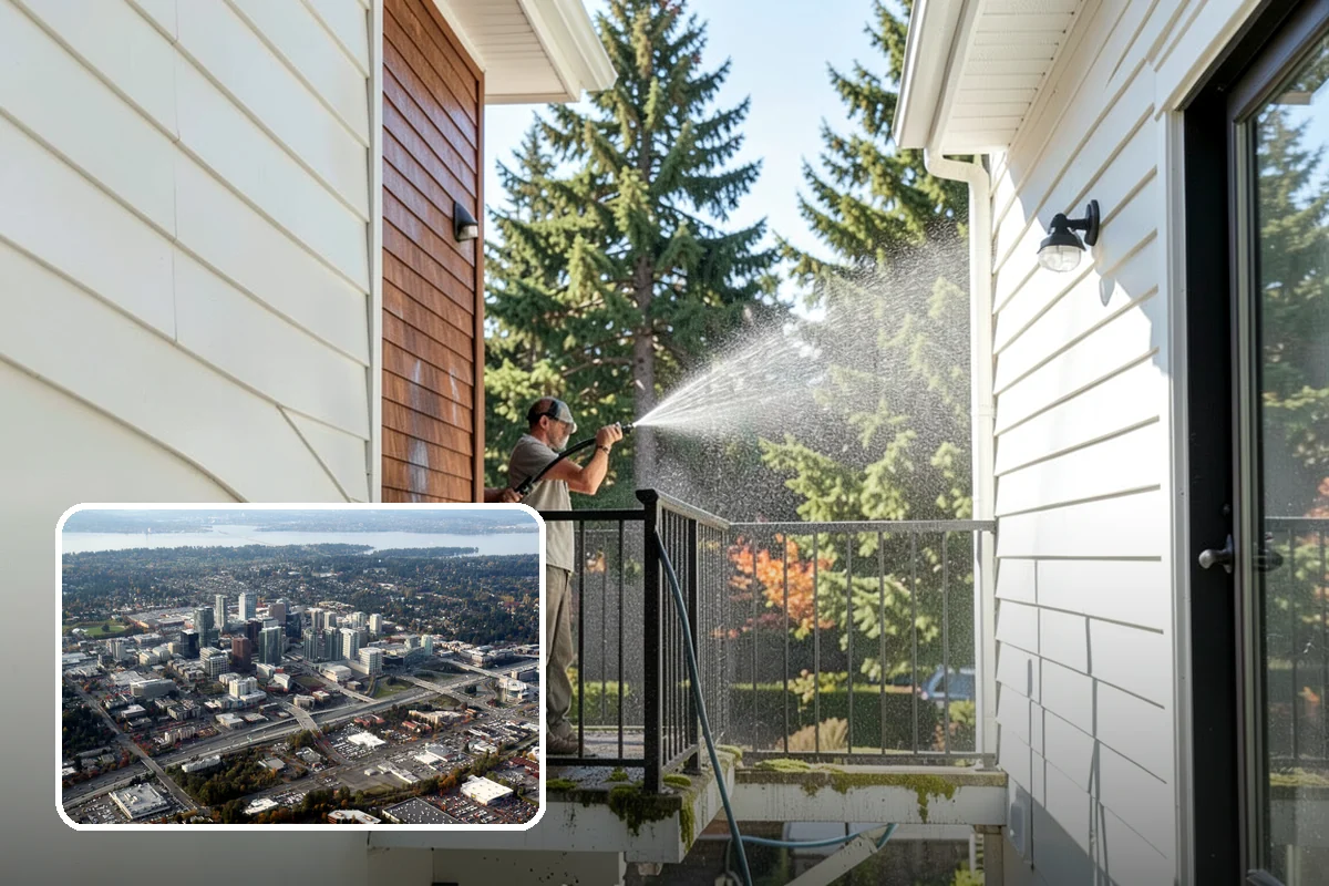 Hot Water Pressure Washing in Bellevue, King County, WA - Cuts through grease and oil that cold water leaves behind