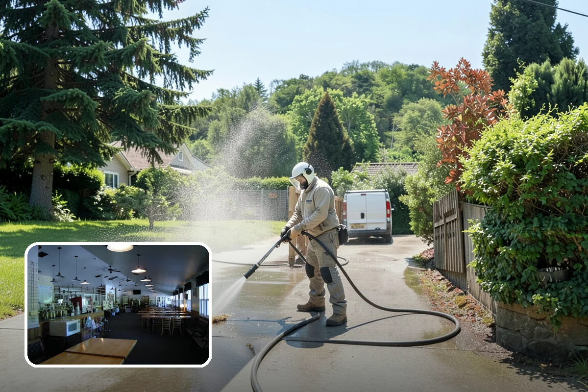 Hot Water Pressure Washing in Black Diamond, King County, WA - Cuts through grease and oil that cold water leaves behind
