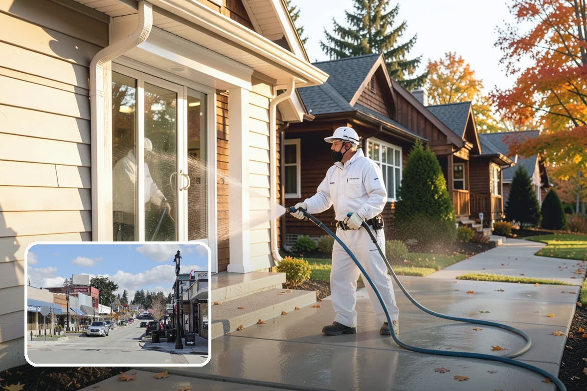 Hot Water Pressure Washing in Bothell, King County, WA - Cuts through grease and oil that cold water leaves behind