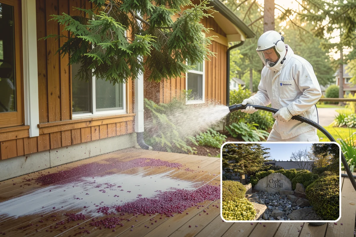Hot Water Pressure Washing in Clyde Hill, King County, WA - Cuts through grease and oil that cold water leaves behind