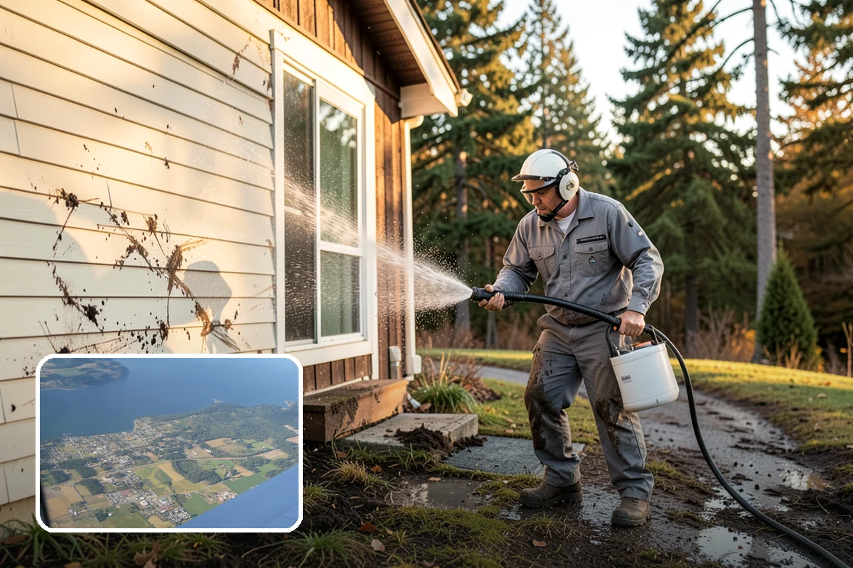 Hot Water Pressure Washing in Coupeville, Island County, WA - Cuts through grease and oil that cold water leaves behind