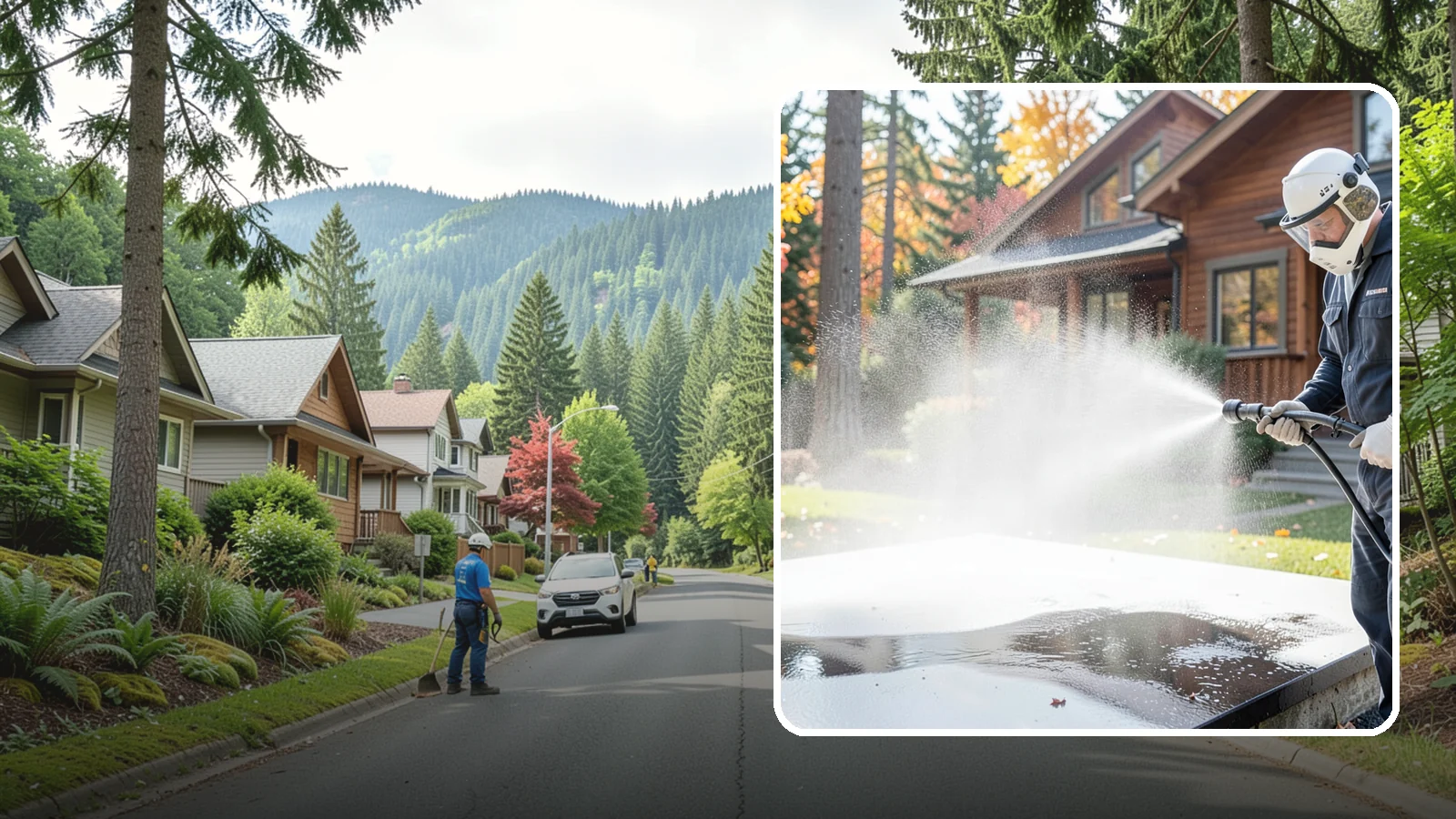 Hot Water Pressure Washing in Darrington, Snohomish County, WA - Hot water pressure washing uses heated water to cut through grease, oil, and stubborn grime that cold water cannot lift.