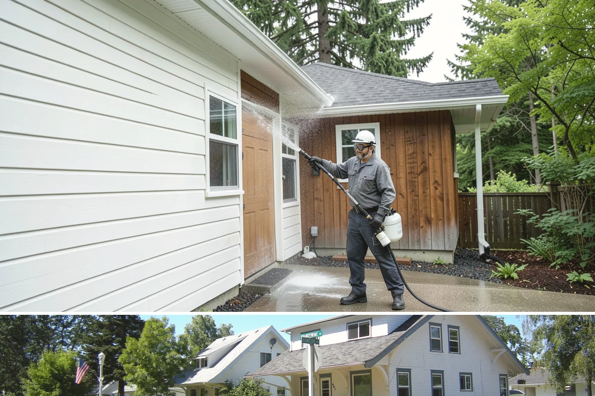 Hot Water Pressure Washing in DuPont, Pierce County, WA - Available year-round, and particularly useful in cold months when heated water outperforms cold rinsing on stubborn grime.