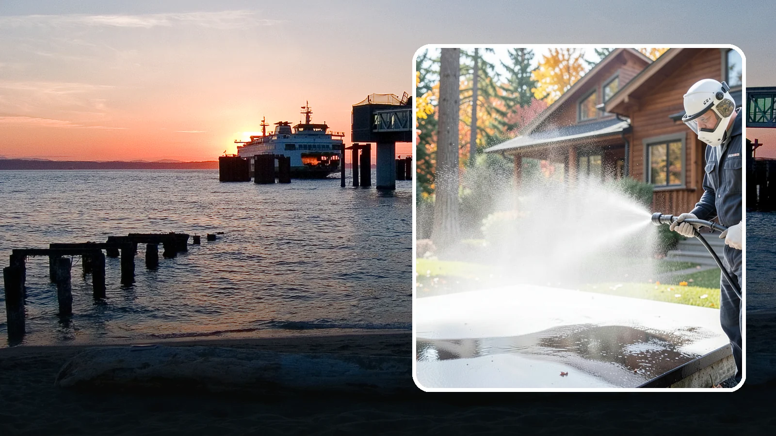 Hot Water Pressure Washing in Edmonds, Snohomish County, WA - Hot water pressure washing uses heated water to cut through grease, oil, and stubborn grime that cold water cannot lift.