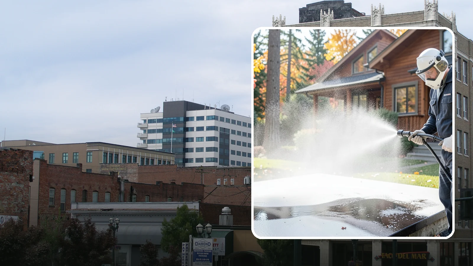 Hot Water Pressure Washing in Everett, Snohomish County, WA - Hot water pressure washing uses heated water to cut through grease, oil, and stubborn grime that cold water cannot lift.