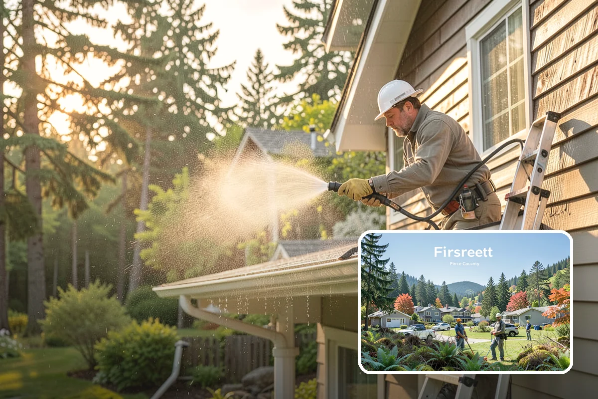 Hot Water Pressure Washing in Fircrest, Pierce County, WA - Cuts through grease and oil that cold water leaves behind