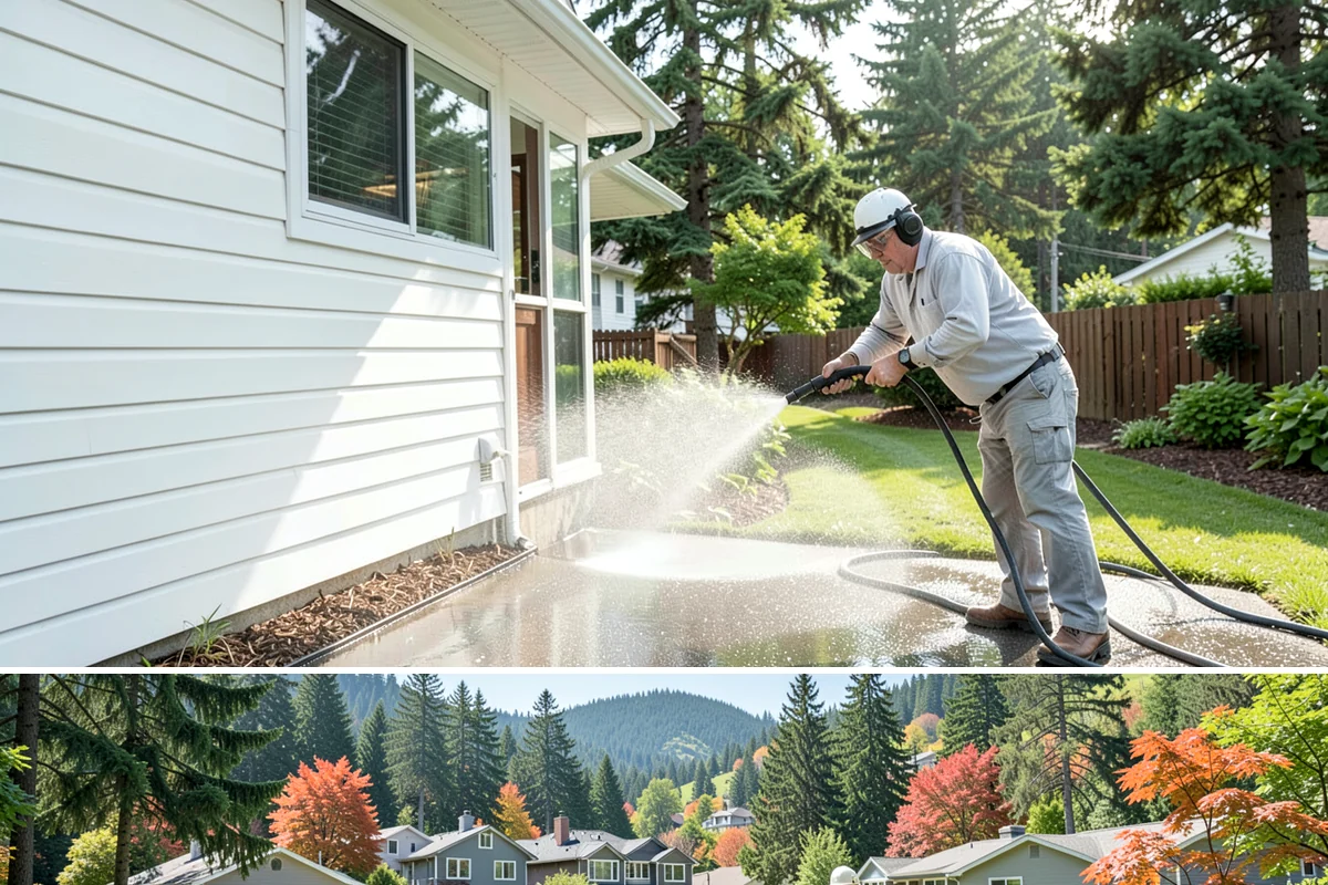 Hot Water Pressure Washing in Fircrest, Pierce County, WA - Available year-round, and particularly useful in cold months when heated water outperforms cold rinsing on stubborn grime.