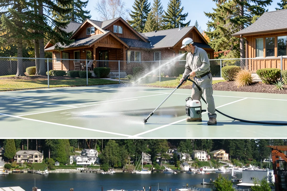 Hot Water Pressure Washing in Gig Harbor, Pierce County, WA - Available year-round, and particularly useful in cold months when heated water outperforms cold rinsing on stubborn grime.