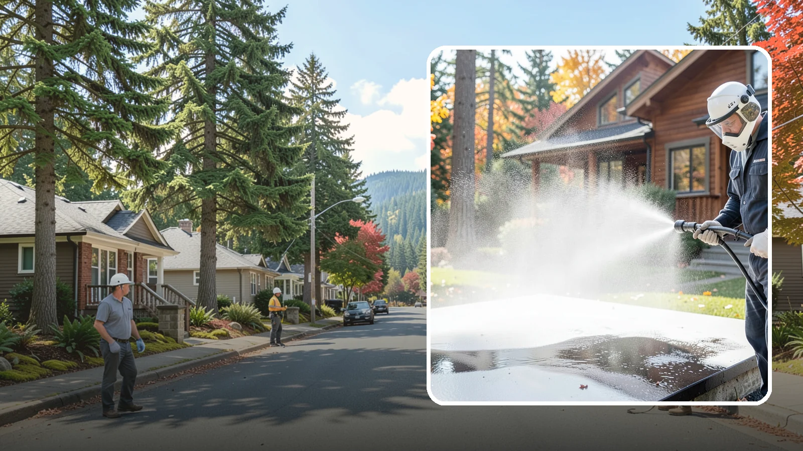 Hot Water Pressure Washing in Hunts Point, King County, WA - Hot water pressure washing uses heated water to cut through grease, oil, and stubborn grime that cold water cannot lift.