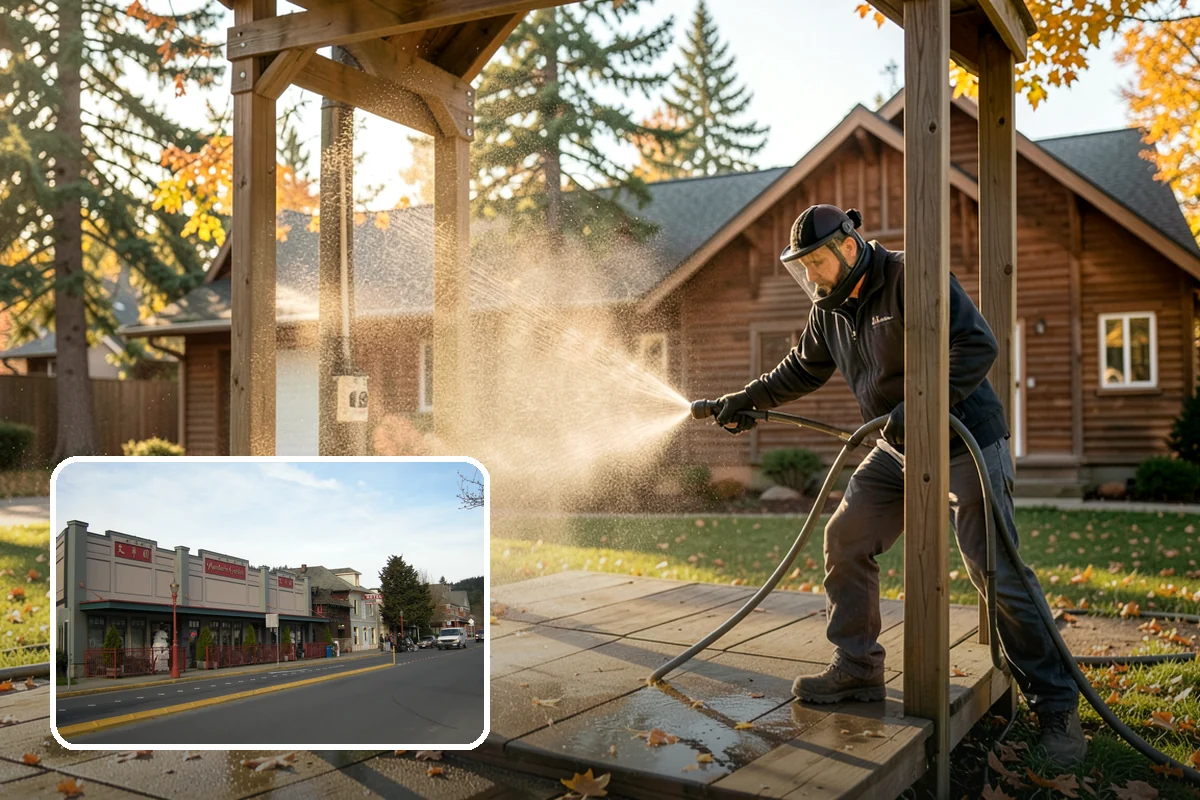 Hot Water Pressure Washing in Issaquah, King County, WA - Cuts through grease and oil that cold water leaves behind