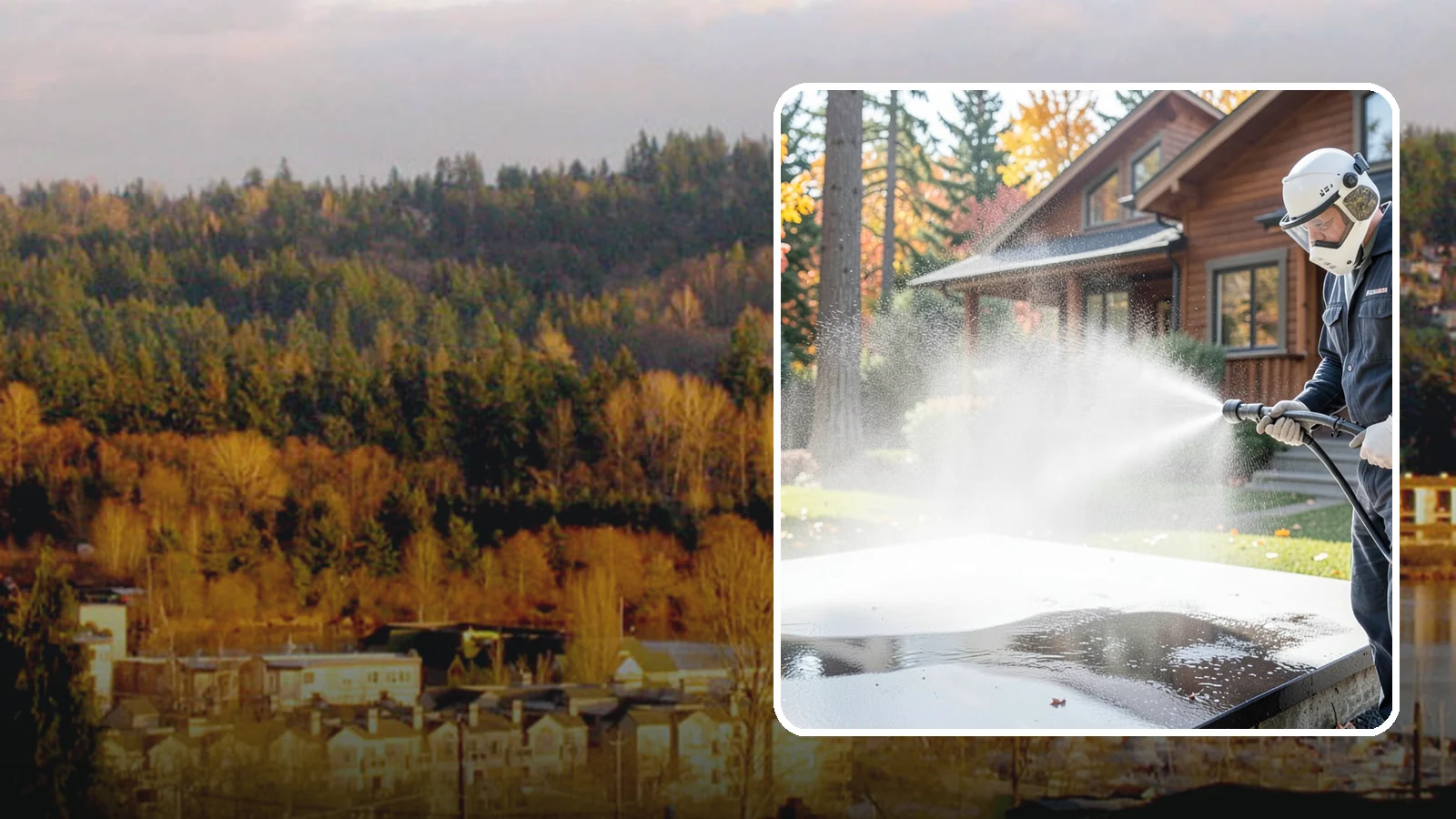 Hot Water Pressure Washing in Kenmore, King County, WA - Hot water pressure washing uses heated water to cut through grease, oil, and stubborn grime that cold water cannot lift.