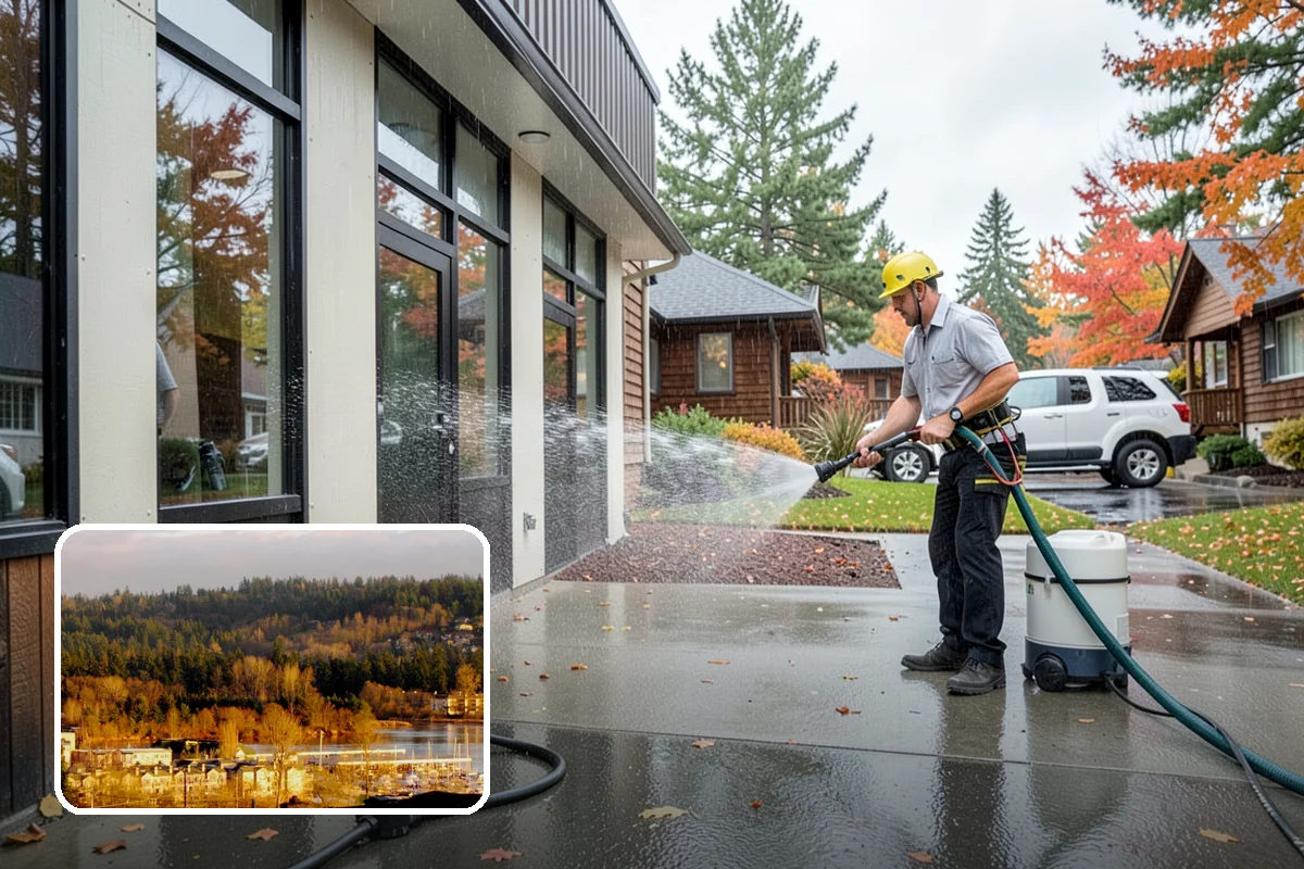 Hot Water Pressure Washing in Kenmore, King County, WA - Cuts through grease and oil that cold water leaves behind
