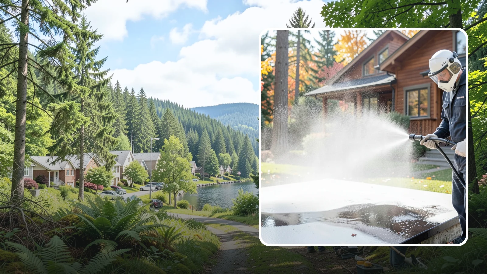 Hot Water Pressure Washing in Lake Forest Park, King County, WA - Hot water pressure washing uses heated water to cut through grease, oil, and stubborn grime that cold water cannot lift.