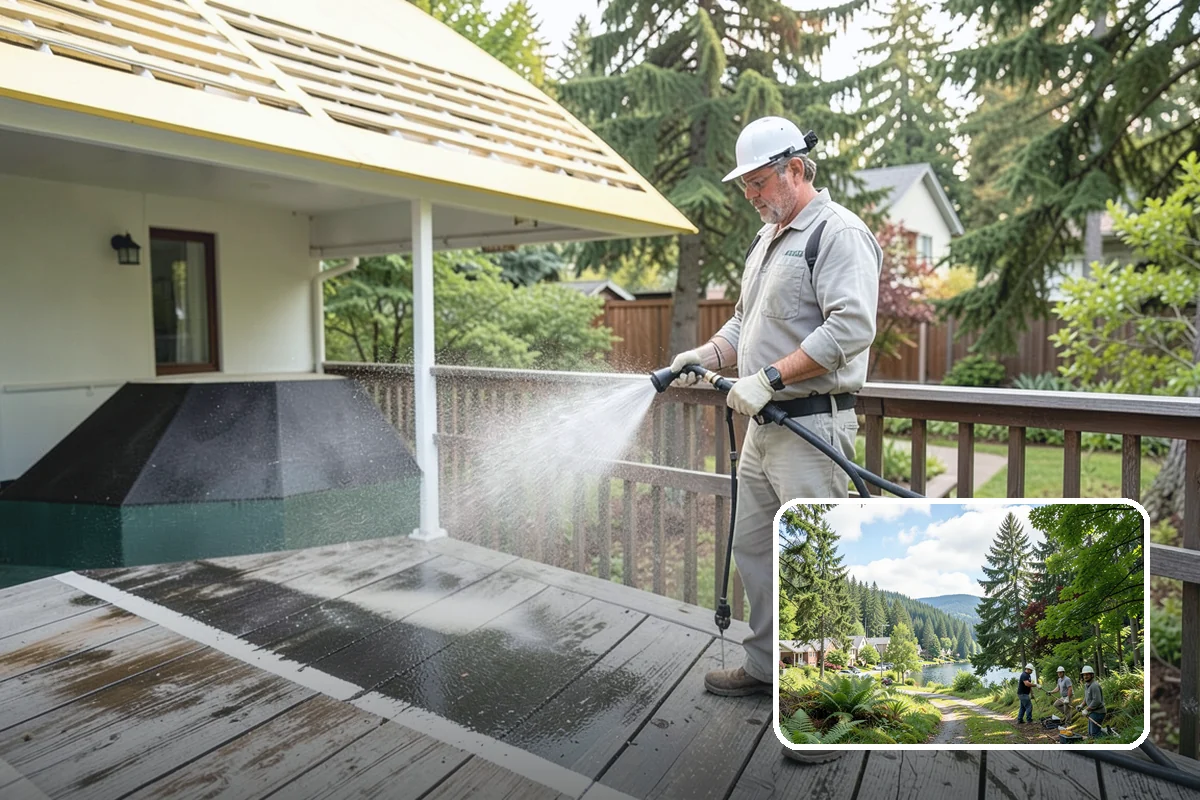 Hot Water Pressure Washing in Lake Forest Park, King County, WA - Cuts through grease and oil that cold water leaves behind