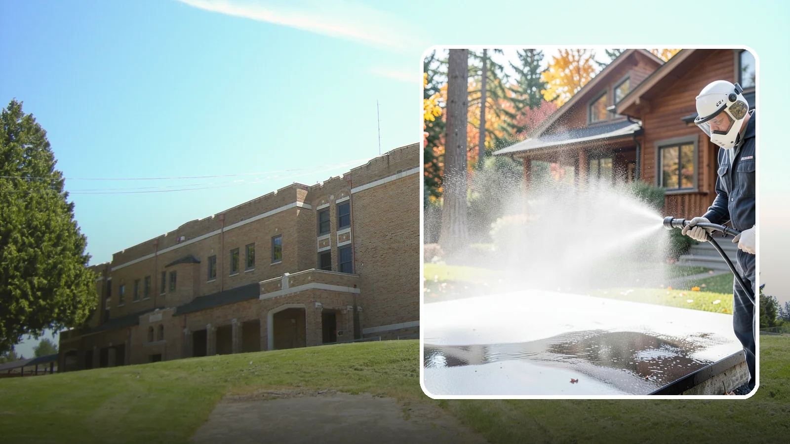 Hot Water Pressure Washing in Maple Valley, King County, WA - Hot water pressure washing uses heated water to cut through grease, oil, and stubborn grime that cold water cannot lift.