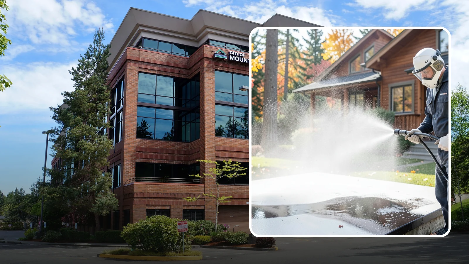 Hot Water Pressure Washing in Mountlake Terrace, Snohomish County, WA - Hot water pressure washing uses heated water to cut through grease, oil, and stubborn grime that cold water cannot lift.