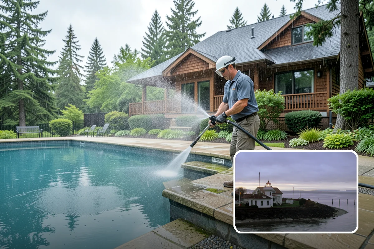 Hot Water Pressure Washing in Mukilteo, Snohomish County, WA - Cuts through grease and oil that cold water leaves behind