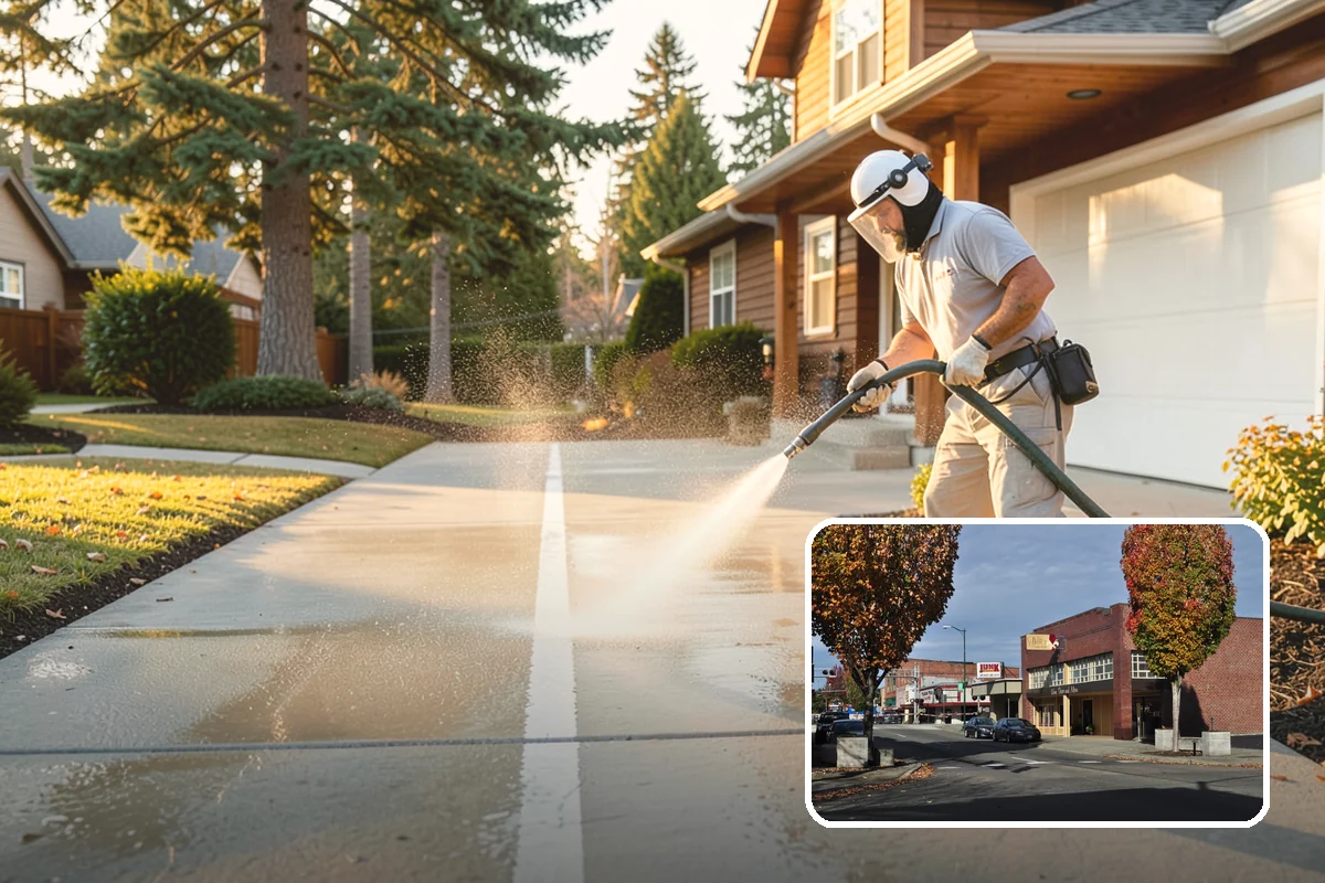 Hot Water Pressure Washing in Puyallup, Pierce County, WA - Cuts through grease and oil that cold water leaves behind