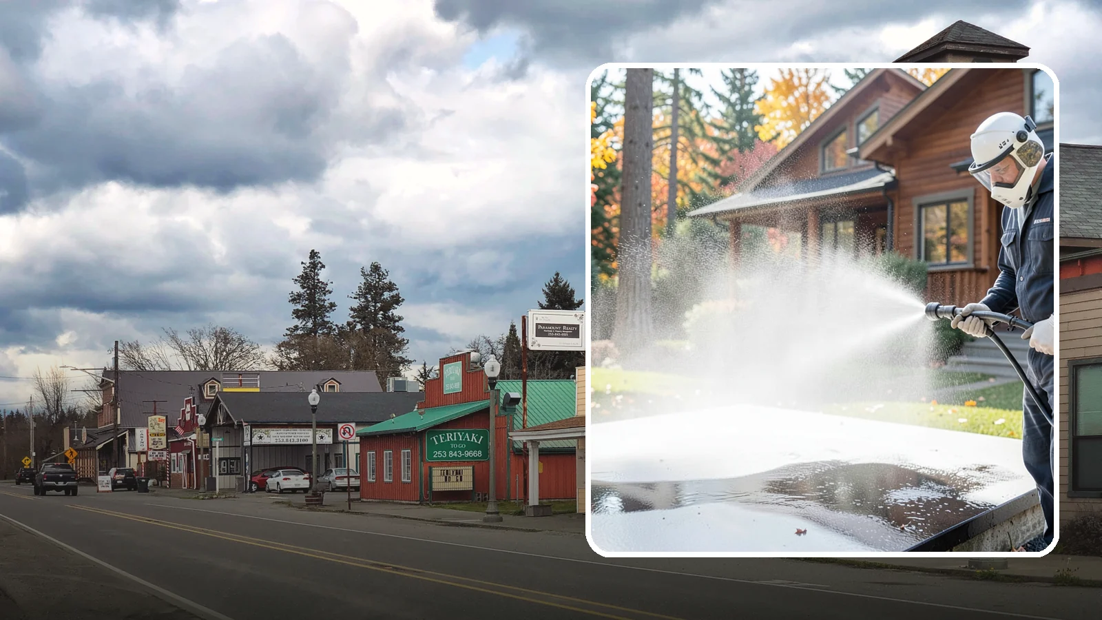Hot Water Pressure Washing in Roy, Pierce County, WA - Hot water pressure washing uses heated water to cut through grease, oil, and stubborn grime that cold water cannot lift.