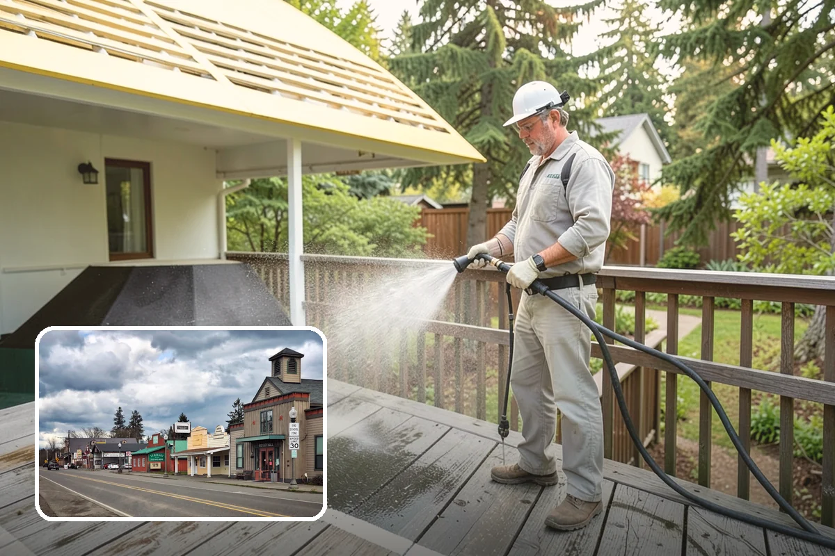 Hot Water Pressure Washing in Roy, Pierce County, WA - Cuts through grease and oil that cold water leaves behind