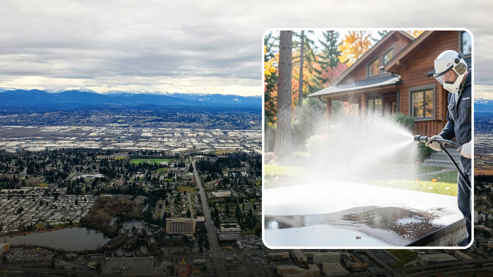 Hot Water Pressure Washing in SeaTac, King County, WA - Hot water pressure washing uses heated water to cut through grease, oil, and stubborn grime that cold water cannot lift.