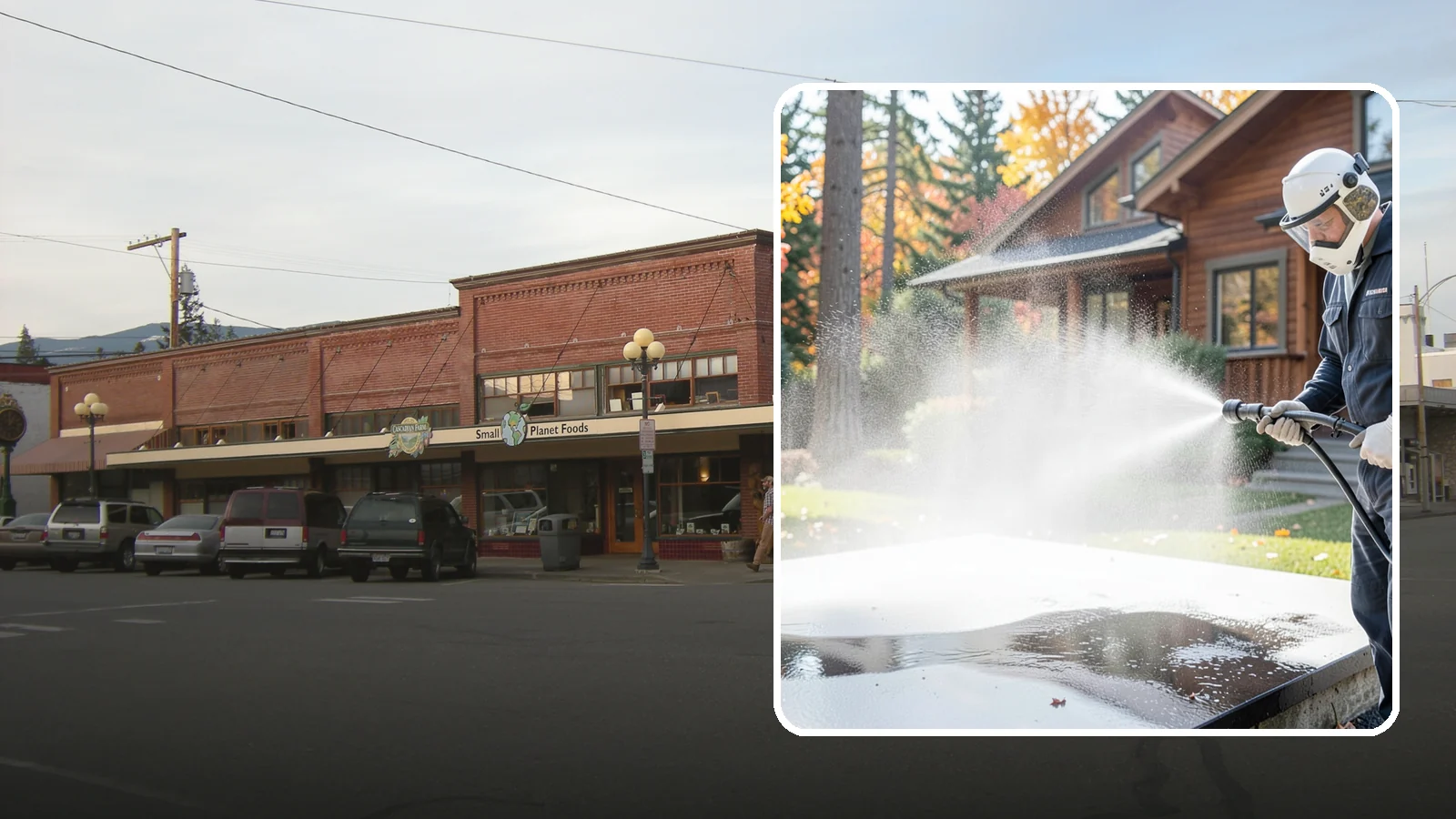 Hot Water Pressure Washing in Sedro-Woolley, Skagit County, WA - Hot water pressure washing uses heated water to cut through grease, oil, and stubborn grime that cold water cannot lift.