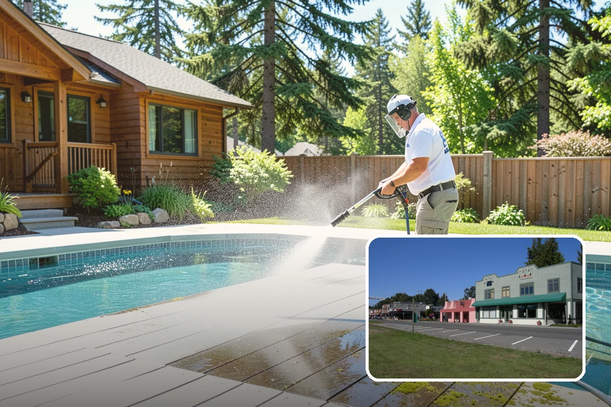 Hot Water Pressure Washing in Snoqualmie, King County, WA - Cuts through grease and oil that cold water leaves behind