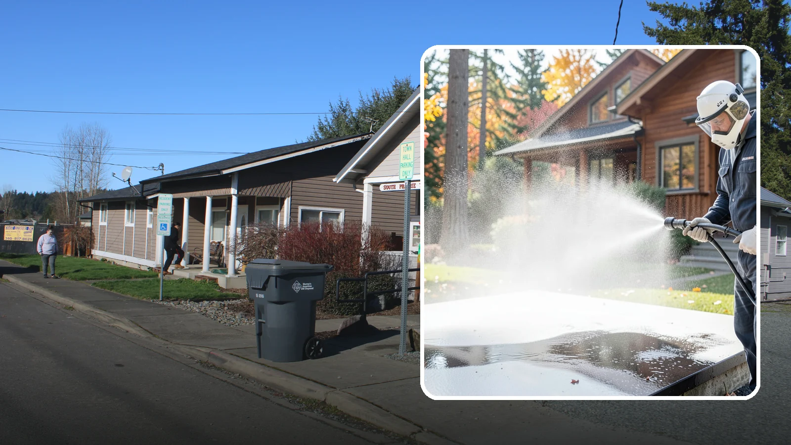 Hot Water Pressure Washing in South Prairie, Pierce County, WA - Hot water pressure washing uses heated water to cut through grease, oil, and stubborn grime that cold water cannot lift.
