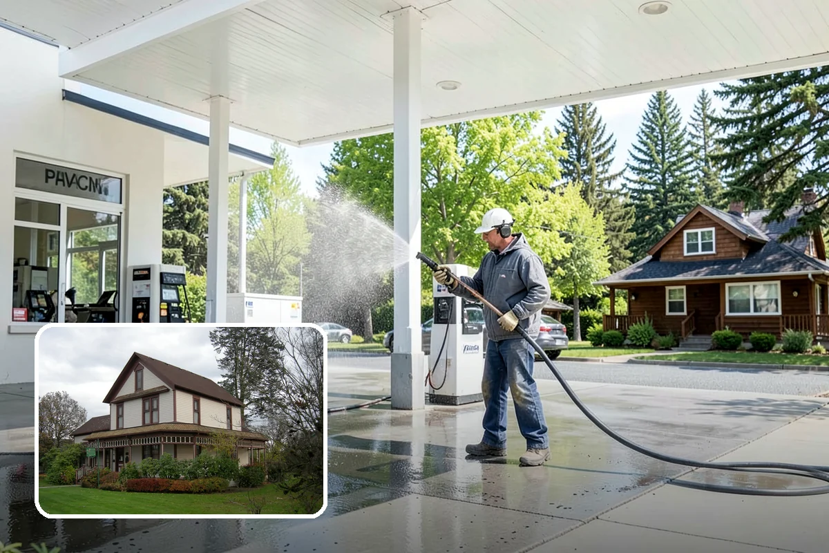 Hot Water Pressure Washing in Sumner, Pierce County, WA - Cuts through grease and oil that cold water leaves behind