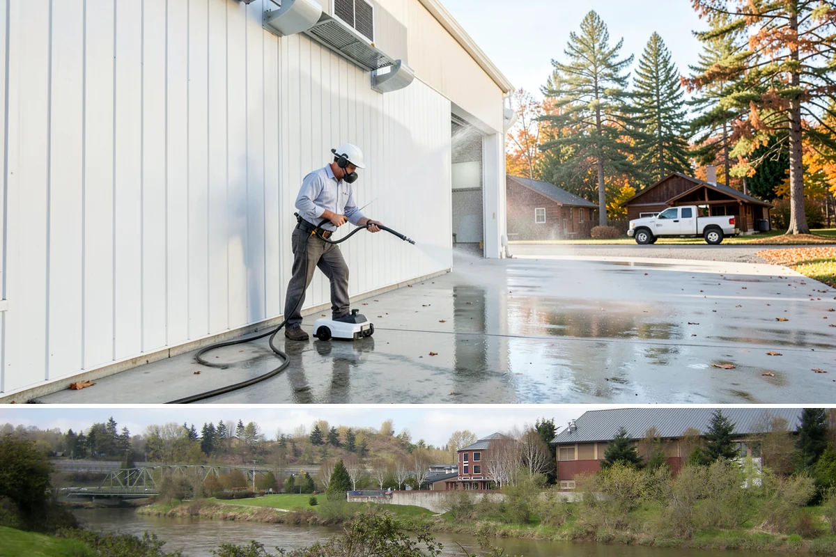 Hot Water Pressure Washing in Tukwila, King County, WA - Available year-round, and particularly useful in cold months when heated water outperforms cold rinsing on stubborn grime.