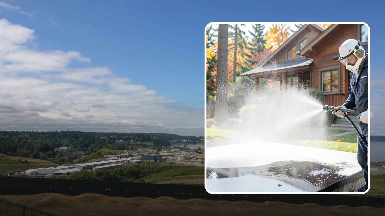 Hot Water Pressure Washing in University Place, Pierce County, WA - Hot water pressure washing uses heated water to cut through grease, oil, and stubborn grime that cold water cannot lift.