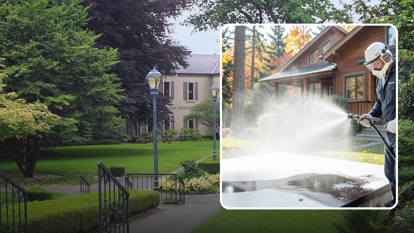 Hot Water Pressure Washing in Woodinville, King County, WA - Hot water pressure washing uses heated water to cut through grease, oil, and stubborn grime that cold water cannot lift.