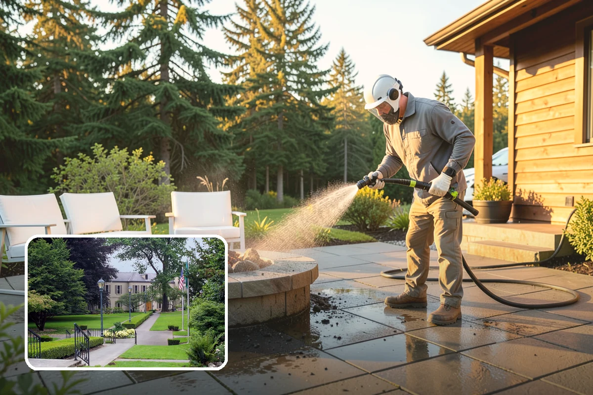 Hot Water Pressure Washing in Woodinville, King County, WA - Cuts through grease and oil that cold water leaves behind