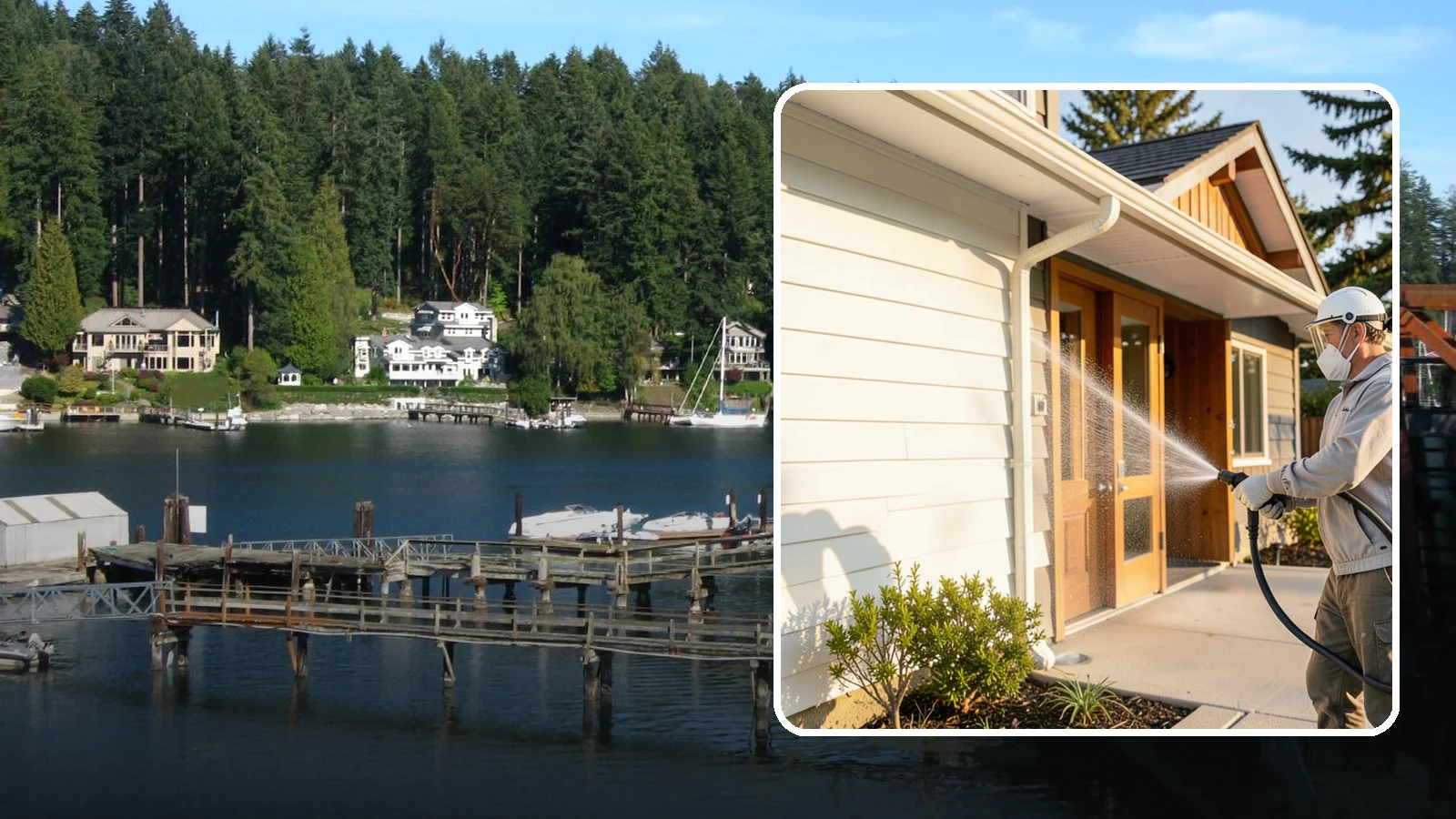 Hotel Exterior Cleaning in Gig Harbor, Pierce County, WA - Full-service exterior cleaning for hotels and lodging that revives entrances, walkways, pool decks, and facades guests judge on...