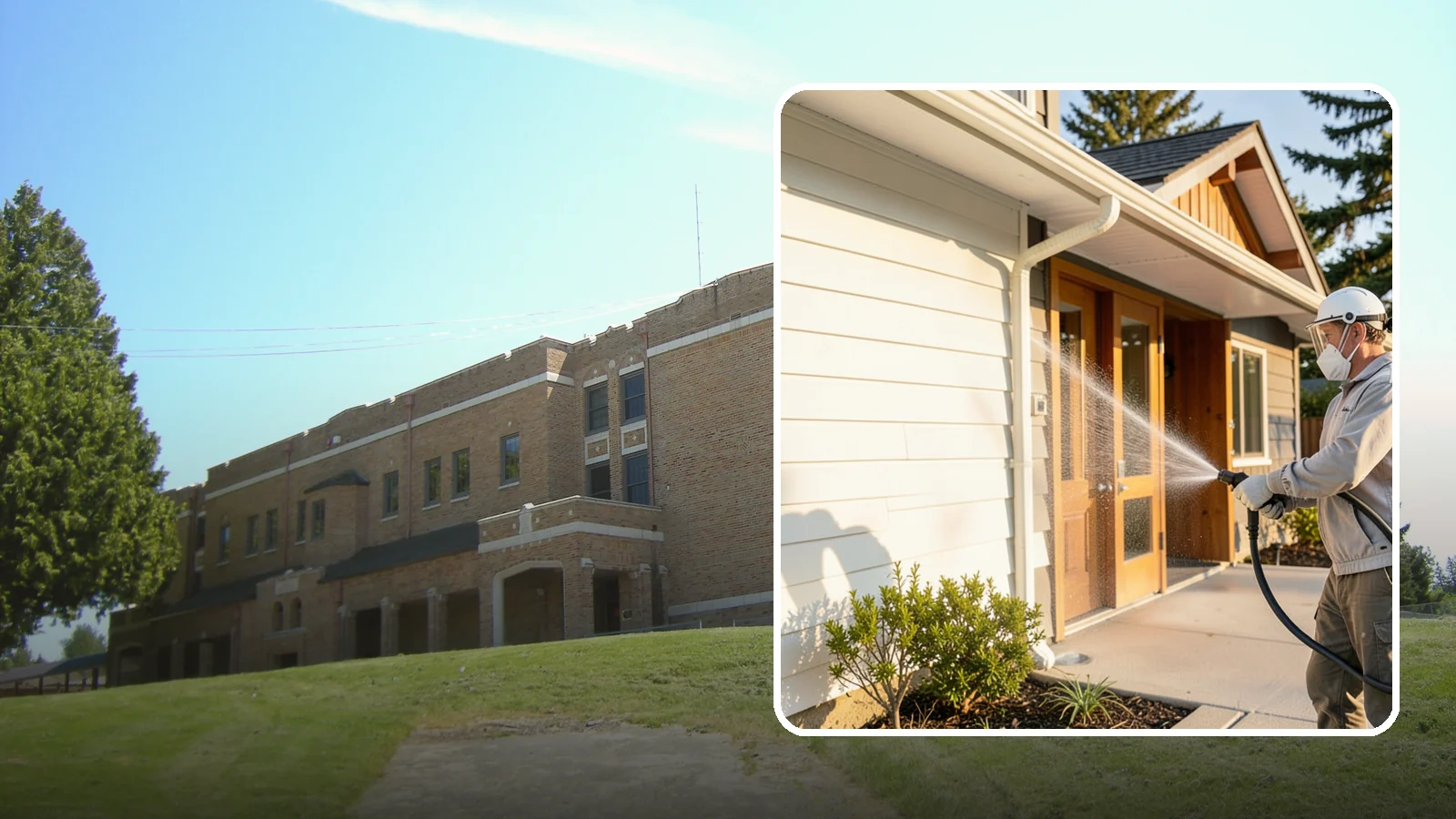 Hotel Exterior Cleaning in Maple Valley, King County, WA - Full-service exterior cleaning for hotels and lodging that revives entrances, walkways, pool decks, and facades guests judge on...