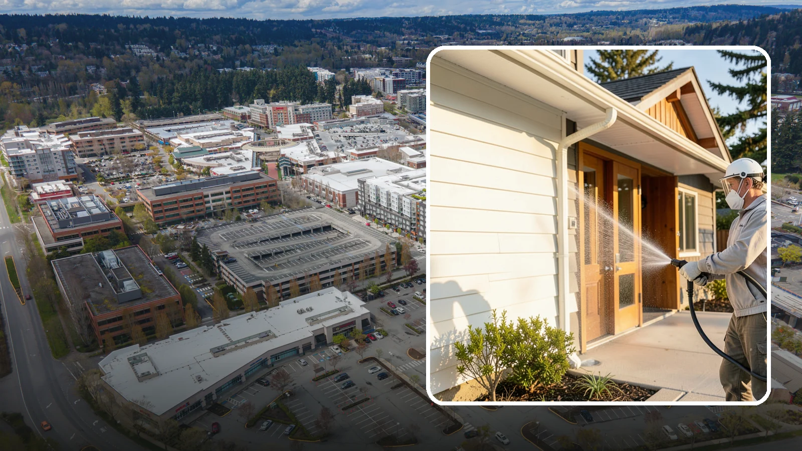 Hotel Exterior Cleaning in Redmond, King County, WA - Full-service exterior cleaning for hotels and lodging that revives entrances, walkways, pool decks, and facades guests judge on...