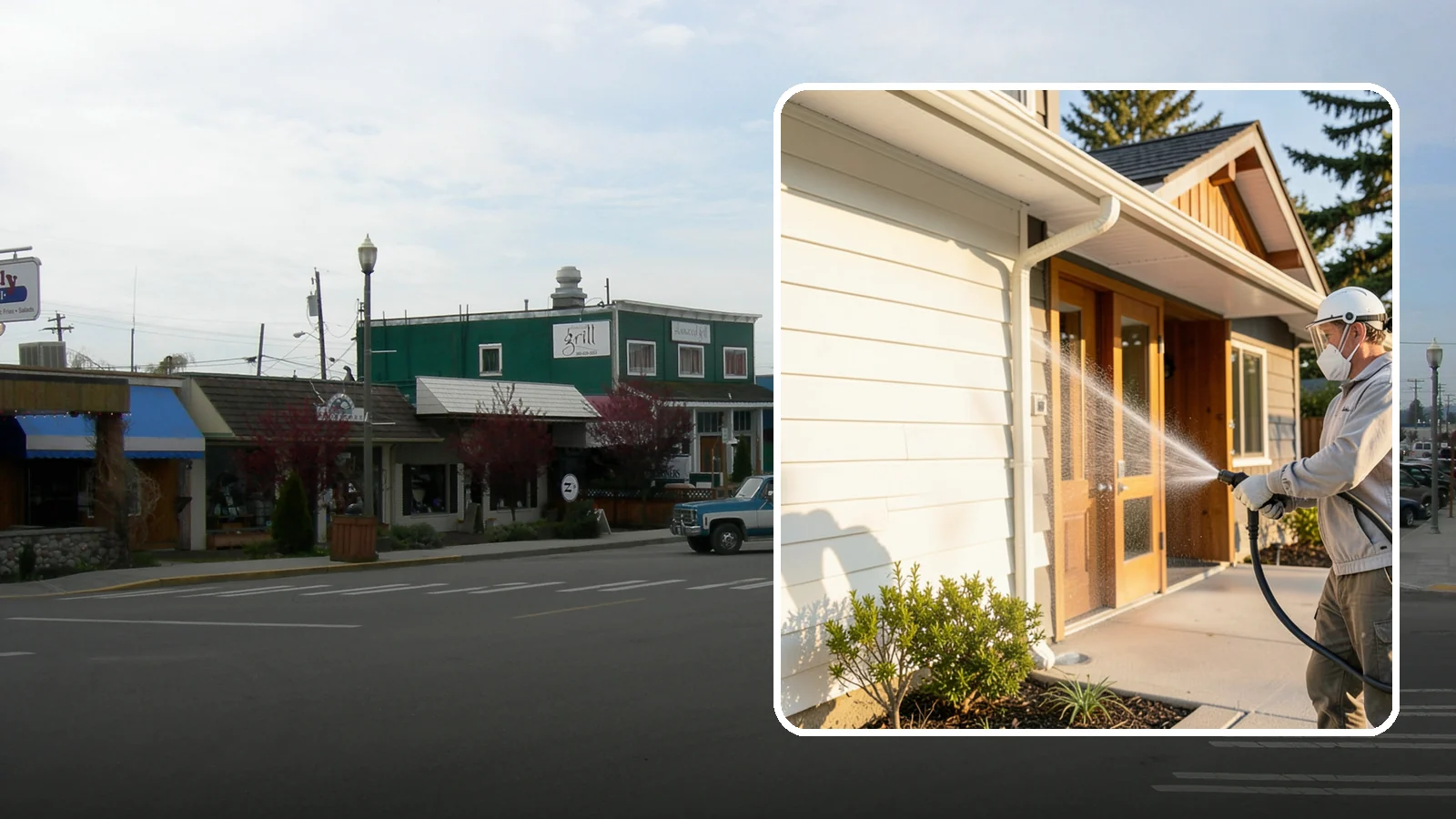 Hotel Exterior Cleaning in Stanwood, Snohomish County, WA - Full-service exterior cleaning for hotels and lodging that revives entrances, walkways, pool decks, and facades guests judge on...