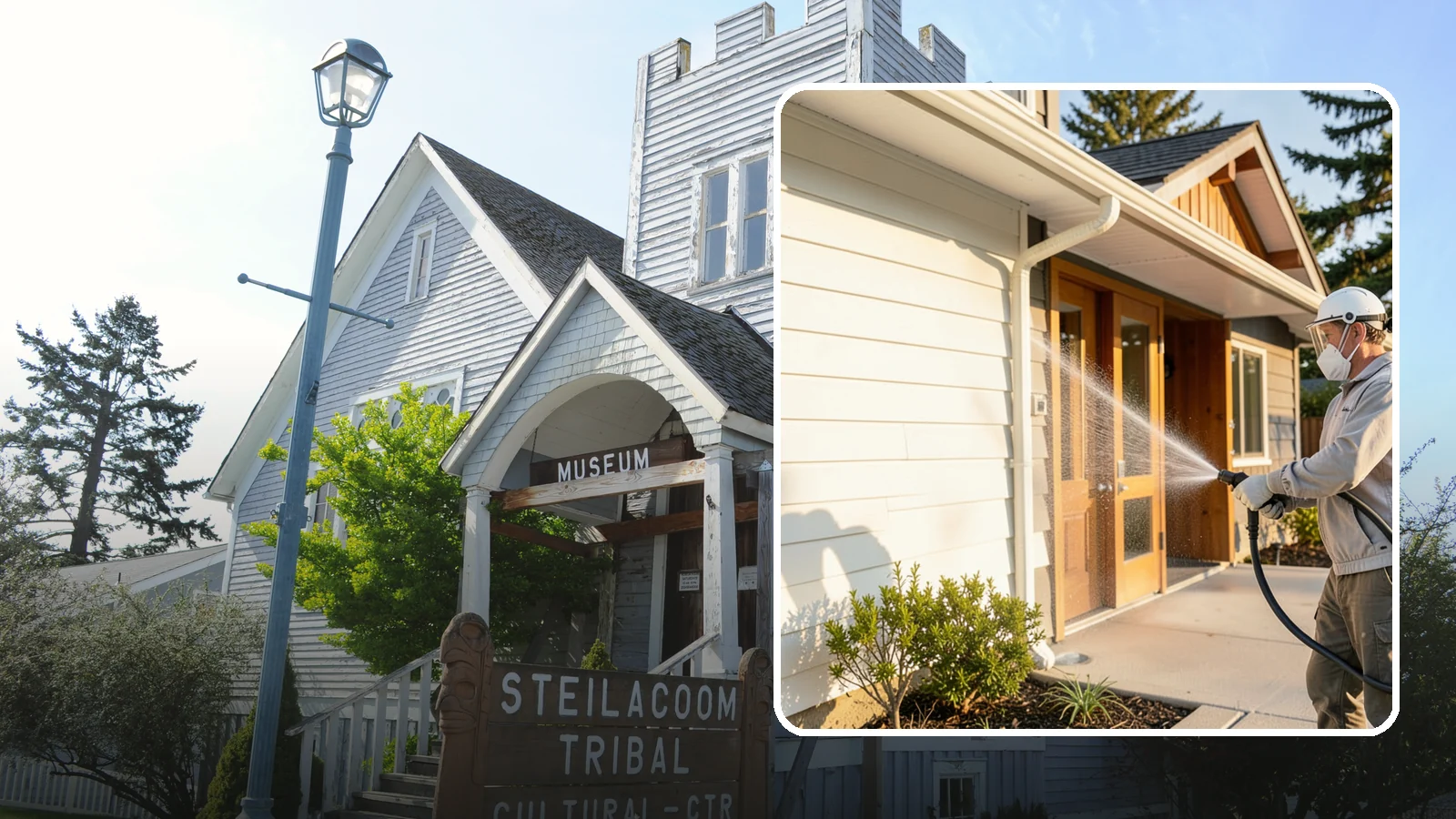 Hotel Exterior Cleaning in Steilacoom, Pierce County, WA - Full-service exterior cleaning for hotels and lodging that revives entrances, walkways, pool decks, and facades guests judge on...