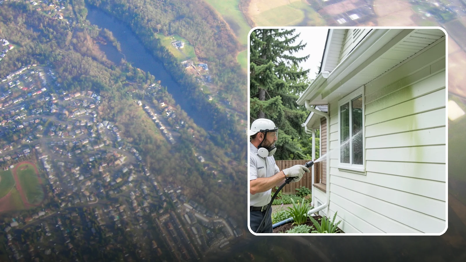 House Algae Removal in Algona, King County, WA - House algae removal strips the green film that coats siding on the shaded, rain-fed walls so common across the Northwest.