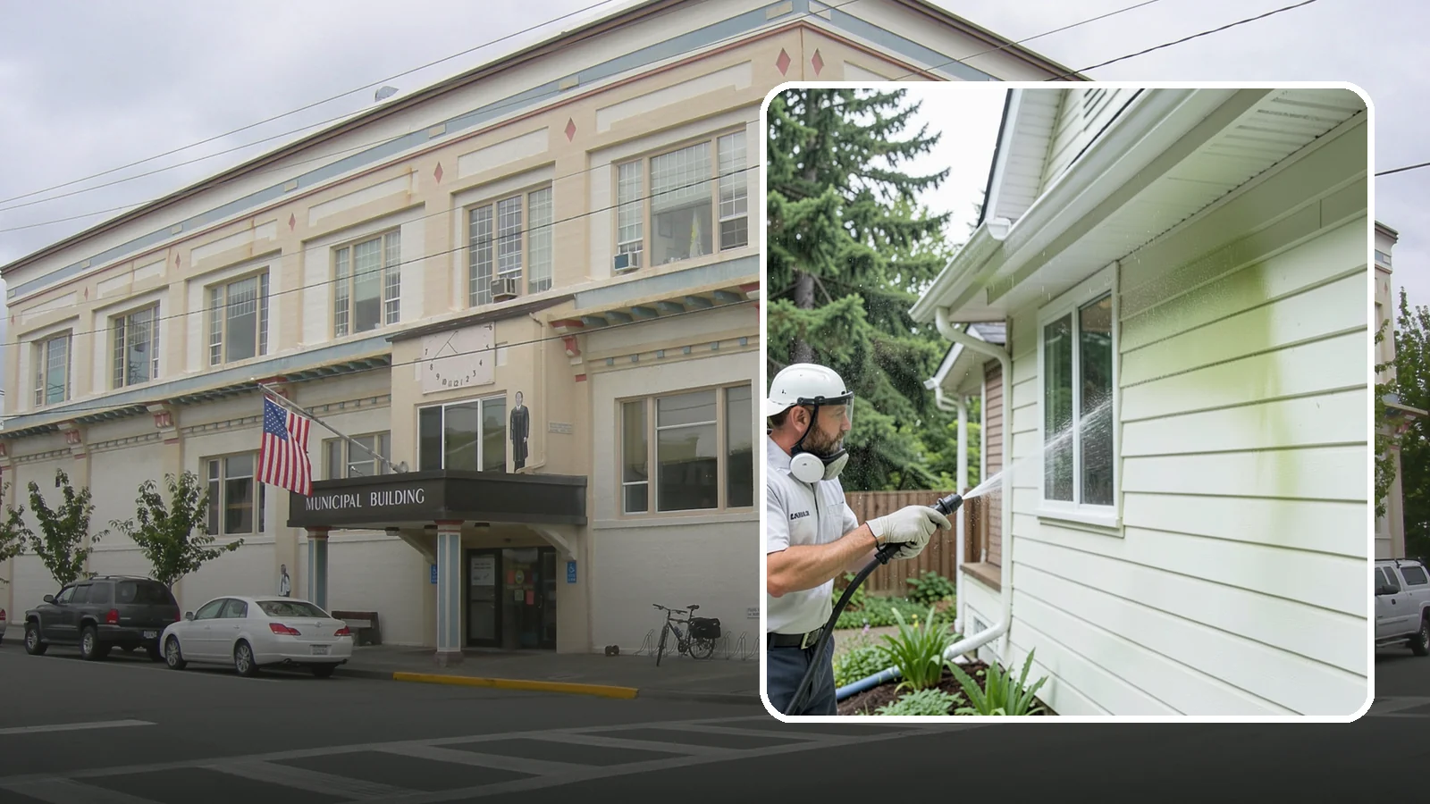 House Algae Removal in Anacortes, Skagit County, WA - House algae removal strips the green film that coats siding on the shaded, rain-fed walls so common across the Northwest.