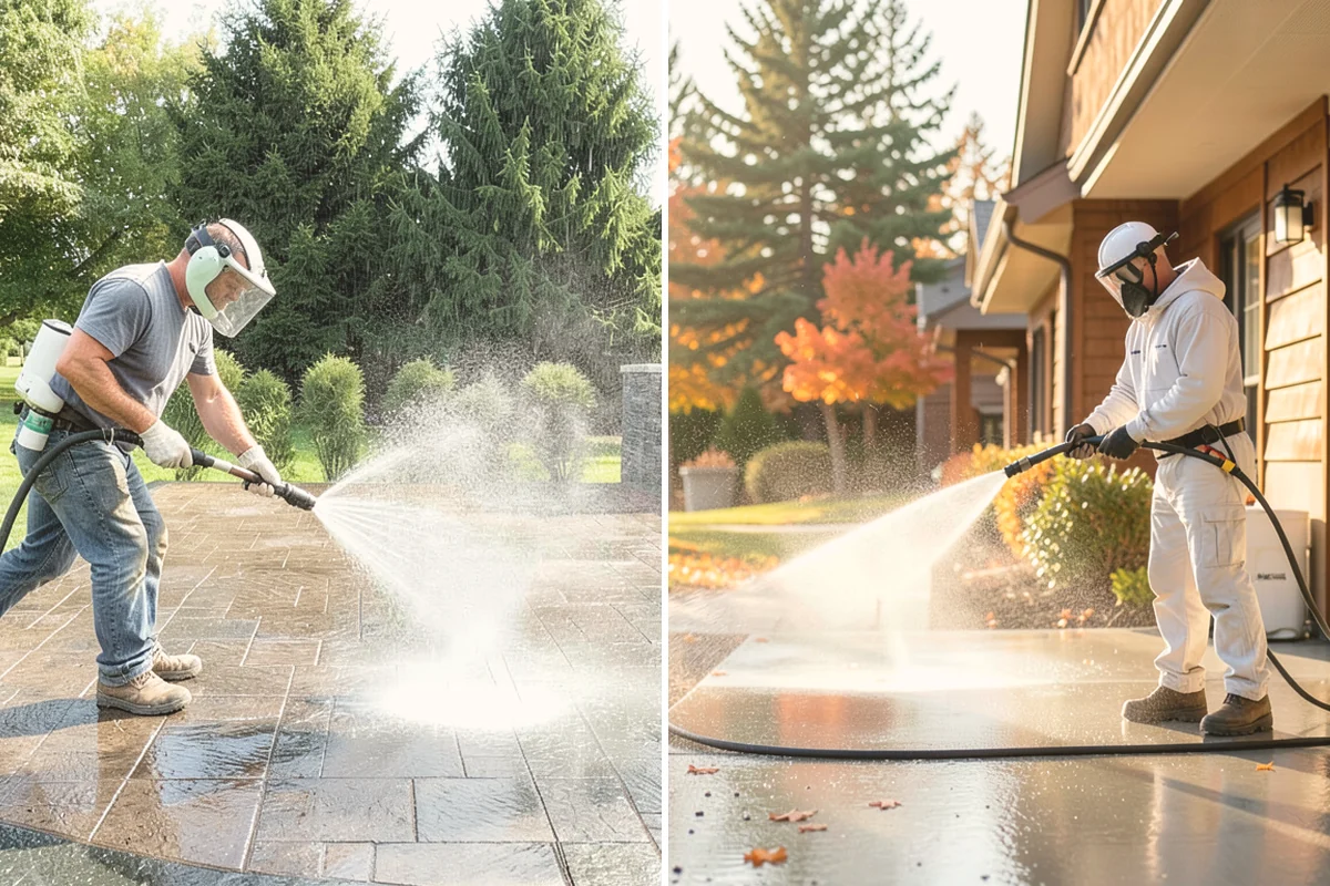 House Algae Removal in Bellevue, King County, WA - Identify the walls with the heaviest green coating