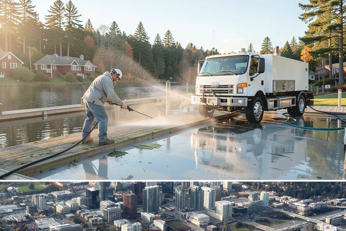 House Algae Removal in Bellevue, King County, WA - Late spring through early fall gives the dry conditions the treatment needs to work before rain feeds new algae.