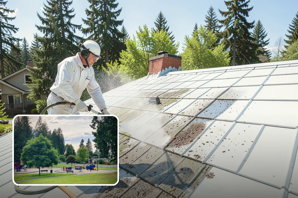 House Algae Removal in Bonney Lake, Pierce County, WA - Dissolves the green algae film completely