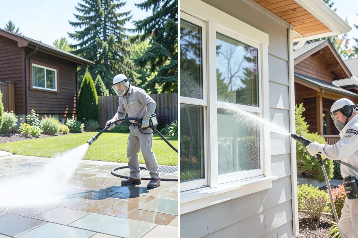 House Algae Removal in Bonney Lake, Pierce County, WA - Identify the walls with the heaviest green coating