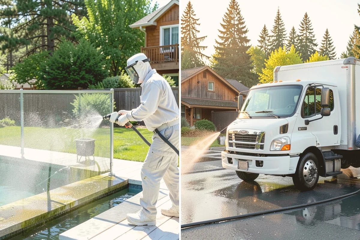 House Algae Removal in Bothell, King County, WA - Identify the walls with the heaviest green coating