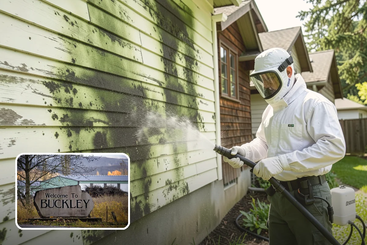 House Algae Removal in Buckley, Pierce County, WA - Dissolves the green algae film completely