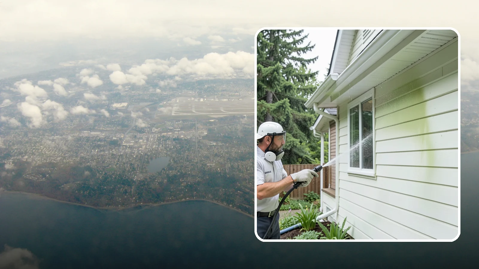 House Algae Removal in Burien, King County, WA - House algae removal strips the green film that coats siding on the shaded, rain-fed walls so common across the Northwest.