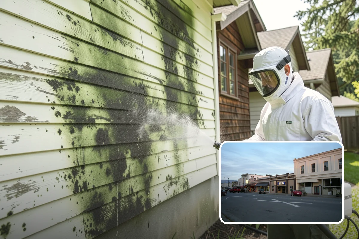 House Algae Removal in Burlington, Skagit County, WA - Dissolves the green algae film completely